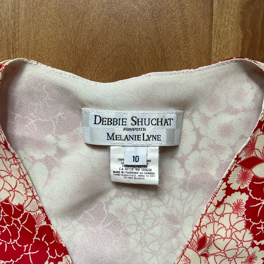 Vintage 90s Red & White Floral Print Maxi Sleeveless V-Neck Slip Dress Sz Small - Picture 7 of 12